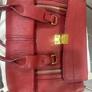 3.1 Phillip Lim Red Textured Shoulder Bag with Gold Accents